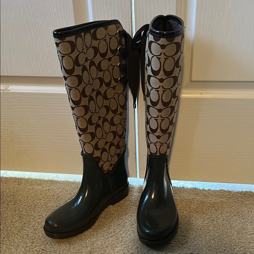 Coach Brown & Black Signature Rain Boots